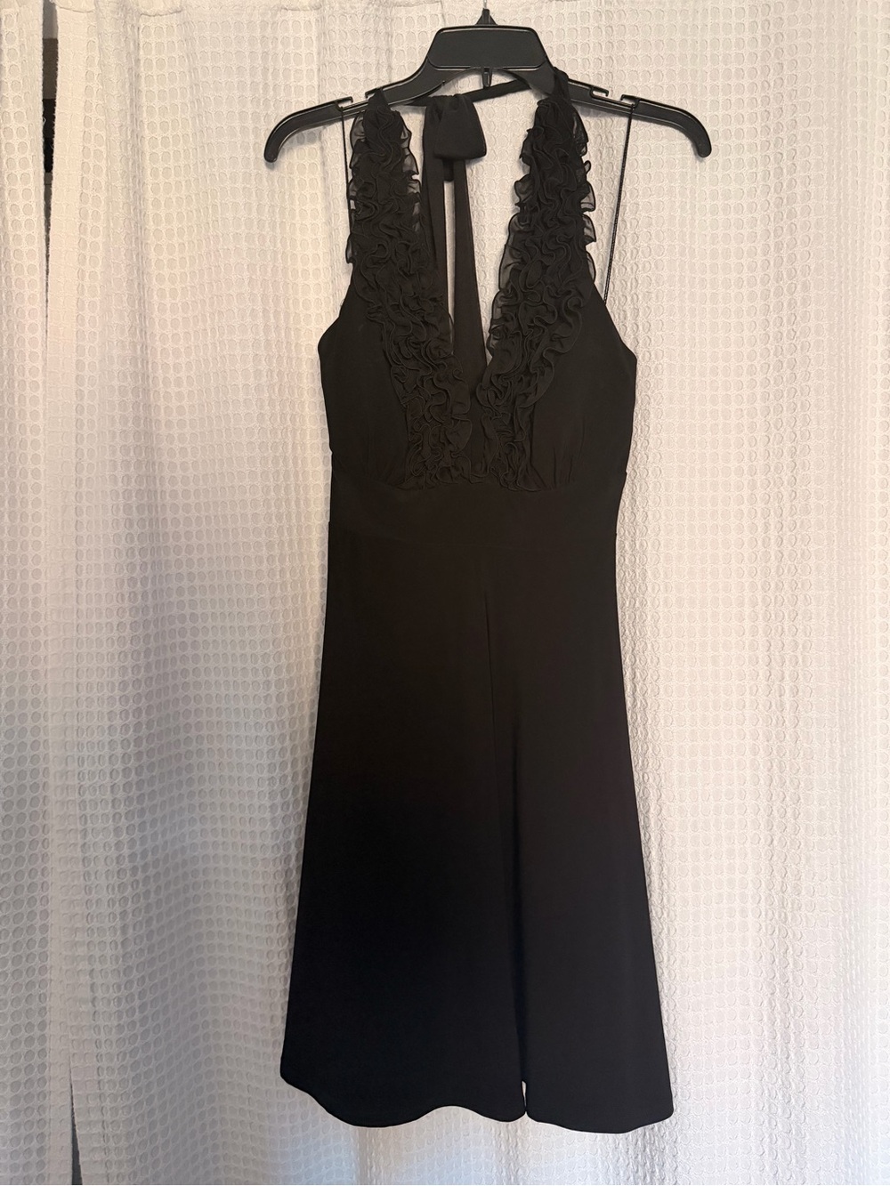Blu Sage Black Ruffle Halter Dress